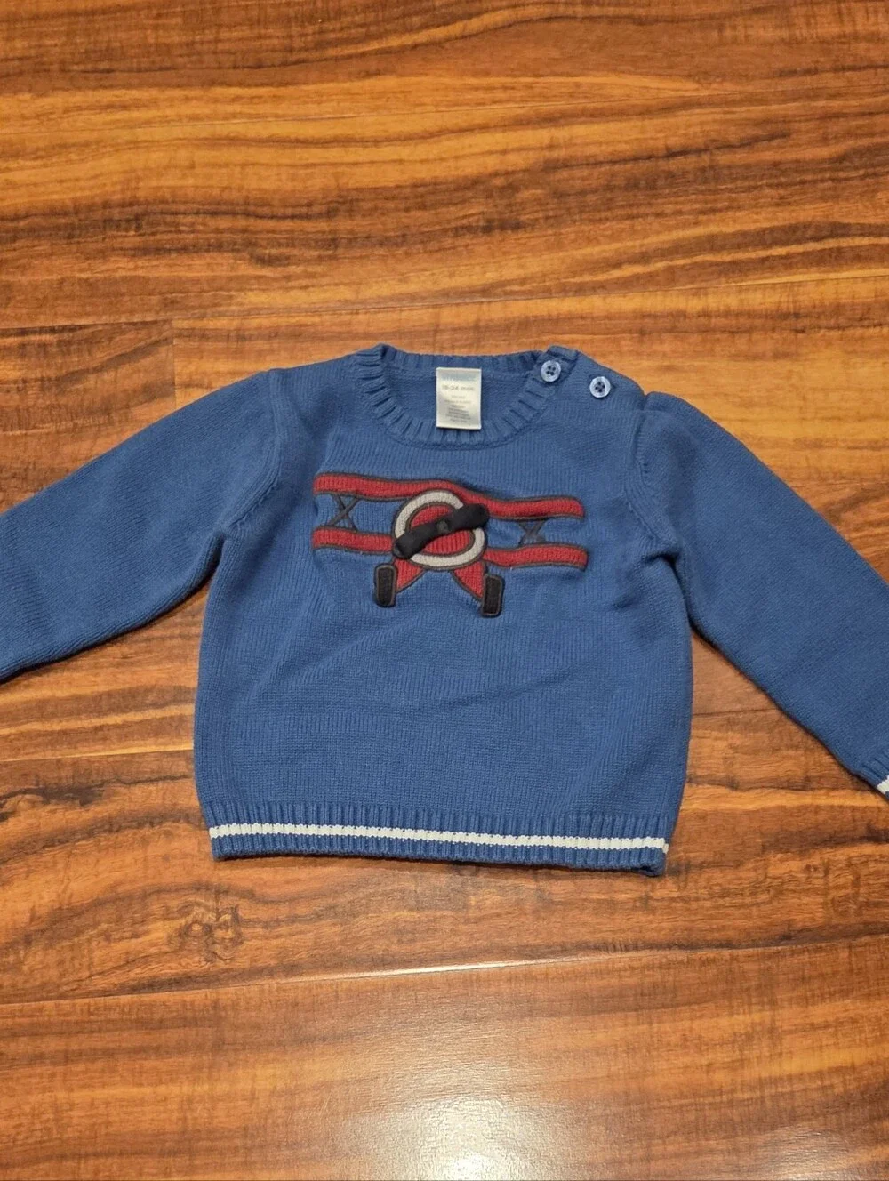 Gymboree EUC 18-24 Blue/Red Striped Bodysuit, Corduroy Pants & Airplane Sweater